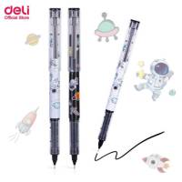 ปากกา Deli S873 Gel Pen ปากกาเจล แบบปลอก หมึกสีดำ ลายเส้น 0.5mm (1ด้าม) น้ำหมึกเยอะ ไม่เยิ้ม ใช้งานได้นาน