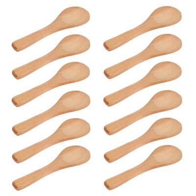 50 Pieces Small Wooden Spoons Mini Nature Spoons Wood Honey Teaspoon Cooking Condiments Spoons for Kitchen (Light Brown)