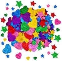 260 Pcs Home Decoration Stars Colorful Glitter Foam Stickers Self Adhesive Stars Heart Shapes Stickers Kid 39;s Arts Craft Supplies