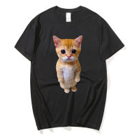 El Gato Meme เสื้อยืดแขนสั้น Unisex แฟชั่นพิมพ์ลายแมวร้องเศร้า Munchkin Kitty Meme เสื้อยืดสตรีทไซส์ใหญ่พิเศษ