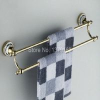 Cold Color Brass Ceramic Base Bathroom Accessory Wall Mounted Double Towel Bar Towel Rail Rack Holder Bathroom Fitting aba255