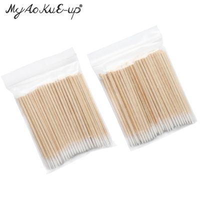 ‘；【-； 300Pcs Disposable Ultra-Small Cotton Swab Lint Free Micro Brushes Wood Cotton Buds Swabs Eyelash Extension Glue Removing Tools