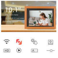 กรอบรูปดิจิทัลไม้คอมโพสิตจอแสดงภาพหมุนเวียนอัตโนมัติหน้าจอสัมผัสสำหรับแชร์วิดีโอรูปภาพ