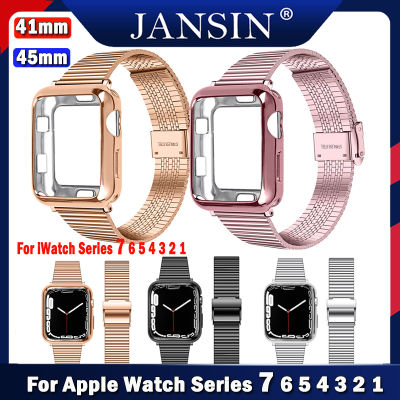 เคส + สายรัดสแตนเลสของ for Apple Watch 8 นาฬิกาสมาร์ท 7 สาย 41mm 45mm สายโลหะสำหรับ apple watch 8 7 6 SE 5/4/3/2/1 42mm 44mm