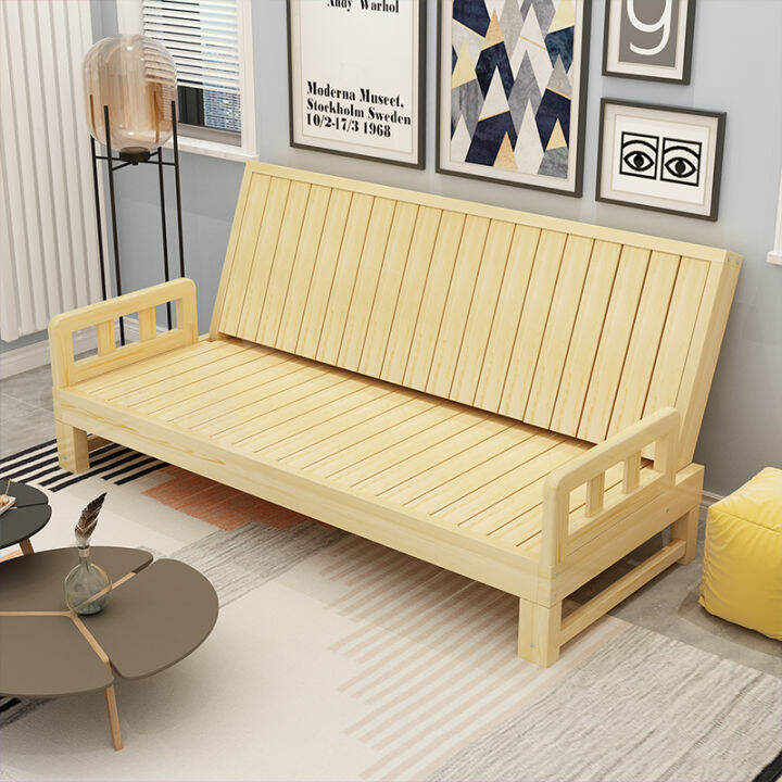 Folding solid wood sofa bed Small bay window tatami lazy recliner back