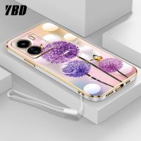 YBDเคสใหม่สำหรับ Vivo IQOO Z7X 5G IQOO Z7 Y78 5G Y36 5G เคสชุบโครเมี่ยมสุดหรูนิ่มเคสโทรศัพท์แฟชั่นสีสันสดใสฟรีสายคล้องเคสแบบดอกไม้ผีเสื้อ