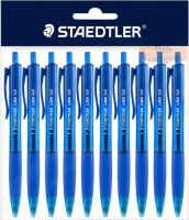 STAEDTLER 4274 Luna Rite Clic 0.7มม. สเต็ดเล่อร์ ปากกาลูกลื่น คลิปหนีบ หมึกสีดำ - น้ำเงิน แพ็ค10ด้าม (1แพ็ค)