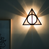 Deathly Hallows ผนัง Sconce สร้างสรรค์ LED ไฟกลางคืนโคมไฟติดผนังโคมไฟตกแต่งบ้านไฟข้างเตียงบรรยากาศโลโก้โคมไฟ