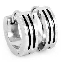 1 Pair Mens Stainless Steel Striped Studs