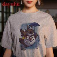 เสื้อยืดการ์ตูนอะนิเมะยุค90เสื้อยืดลาย Totoro Harajuku ullzang สำหรับผู้หญิงเสื้อยืดลายจิบลิสตูดิโอ miyazaki hayao Spiri