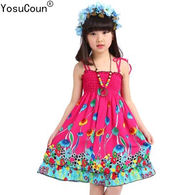 Girls Dress Summer Beach Bohemian Kid Dresses For Girl Sleeveless Children Clothing Sundress Costume YCSD1801