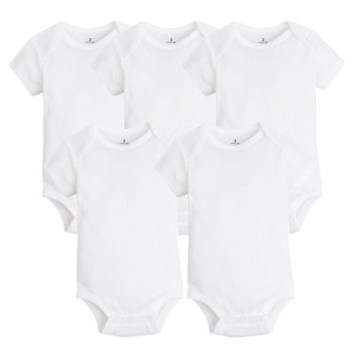 5 PCSLOT Newborn Baby Clothing 2018 Summer Body Baby Bodysuits 100 Cotton White Kids Jumpsuits Baby Boy Girl Clothes 0-24M