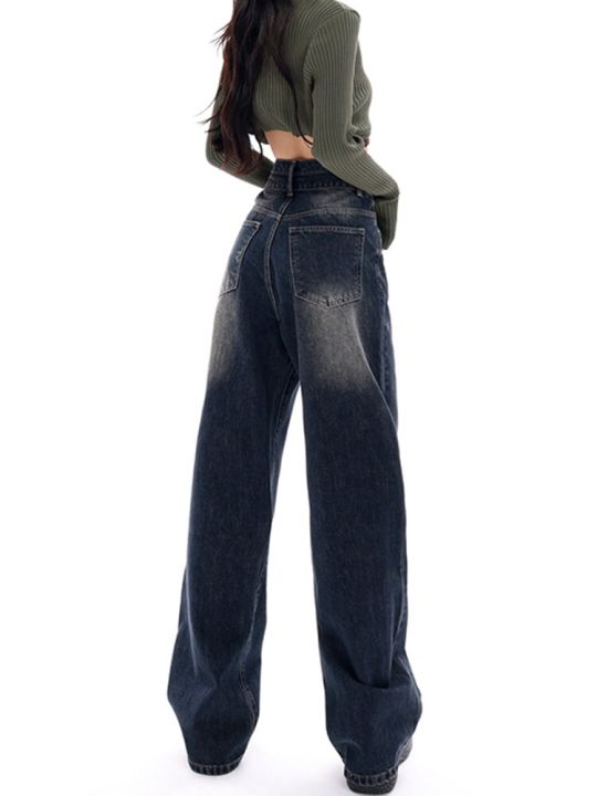 กางเกงยีนส์ทรงหลวมสำหรับผู้หญิงกางเกงยีนส์วินเทจผู้หญิงเอวสูง-y2k-สตรีทแวร์ผ้าเดนิม-mode-korea-เสื้อผ้าสตรีท