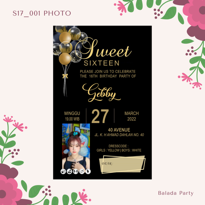 30 pcs Undangan Ulang Tahun Sweet Seventeen | Undangan Ulang Tahun Anak