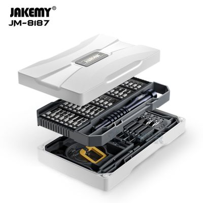 JM-8187 JAKEMY ชุดไขควงแม่เหล็กที่มีความแม่นยำ83 IN 1มือจับโลหะผสมอลูมิเนียมสว่านสกรู CR-V สำหรับซ่อมโทรศัพท์ PC