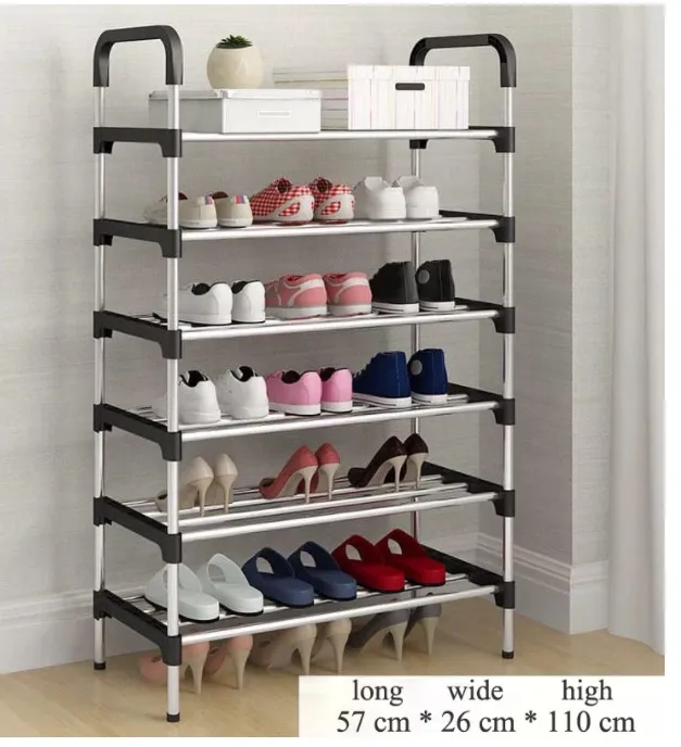 6 Layer Shoe Rack Stainless Steel Stackable Shoes Organizer Storage  Stand(black | Lazada PH