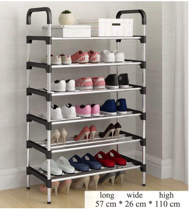 S9 6 Layer Shoe Rack Stainless Steel Stackable Shoes Organizer Storage Stand(black Lazada PH