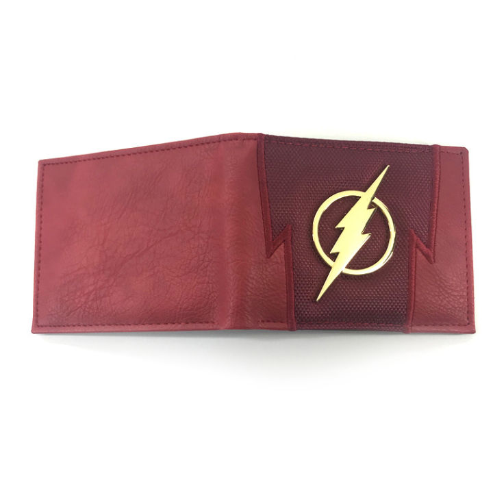 Avenger Flashs Lightning โลโก้กระเป๋าสตางค์เด็กผู้ชายหญิงน่ารักการ์ตูนอุปกรณ์ต่อพ่วงกระเป๋าสตางค์ใบสั้น2พับหนัง High-End กระเป๋าสตางค์นักเรียนเจ้าของบัตร Pu หนังการ์ตูนกระเป๋าสตางค์อะนิเมะ
