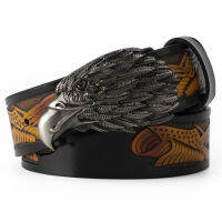 Eagle Buckle Leather Embossing Adornment Belt Men Big Eagle Belt Western Cowboy Fashion