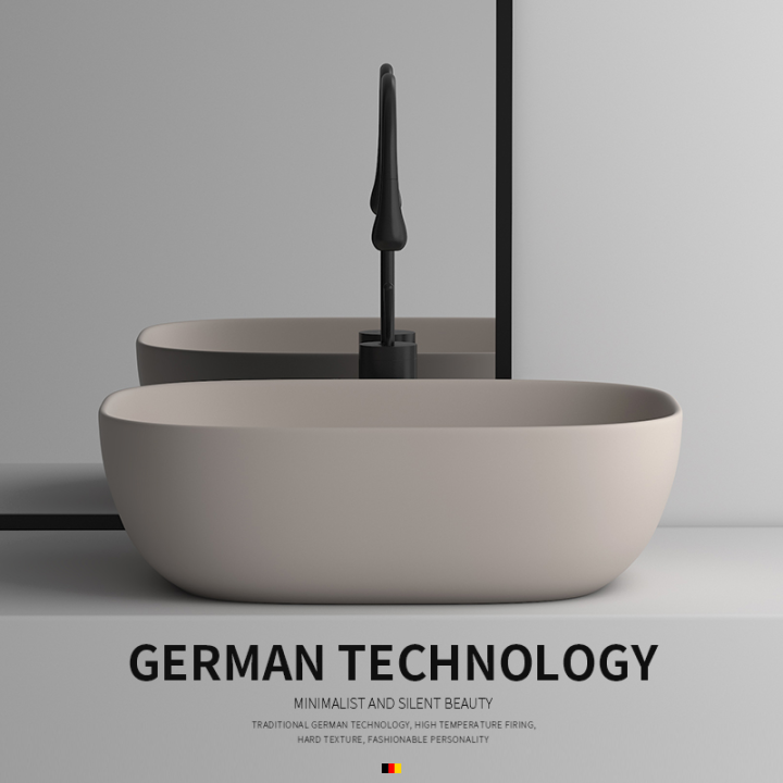 German high end countertop washbasin single wash tray balcony sink oval