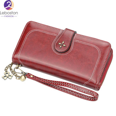 Leboston (กระเป๋า) Lady Exquisite Retro All-Match Multifunction PU Long Style Purse