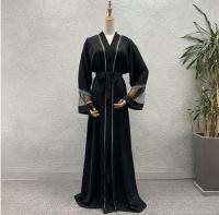 อาหรับอิสลามมุสลิมมุสลิมมุสลิมมุสลิม Untuk AUN Jubah Kaftan Dubai Lengan Sayap Kelerar Lawar Imitasi Manik-Manik Abaya Turki