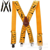 New Mens Suspenders Adjustable Ruler Design Men Suspenders Classic X Shaped 4 Clips Tool Belt Suspenders Men Trousers