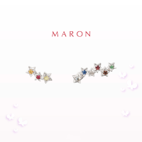 MARON✨ ต่างหูดาวนพเก้า เสริมดวง | Nine Lucky Stars Climbing Earrings เงินแท้ พลอยแท้ ชุบทองคำขาว White Gold [พร้อมส่ง]