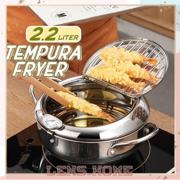 Tempura Fryer Japanese Deep Fryer Cooker With Thermometer Lid