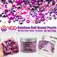 【CW】 VDD 30/100/200g Wholesale Size Half Round Pearls Flatback Beads Color Resin Rhinestone Crafts Decoration