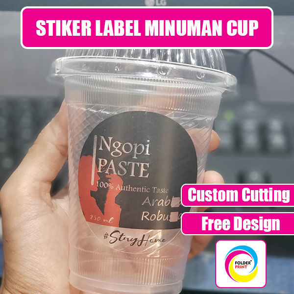 Stiker Label Minuman Cup Transparan Anti Air Custom Free Design Lazada Indonesia 3262