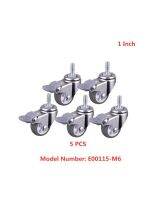 5 Pcs/Lot 1 Inch Gray Tpe Screw Brake Wheel M6 With Lock Pulley Beauty Instrument Universal