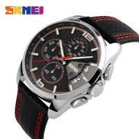 SKMEI Fashion Sport Mens Watches Top Brand Luxury Leather Strap 5Bar Waterproof Quartz Wristwatches Relogio Masculino 9106