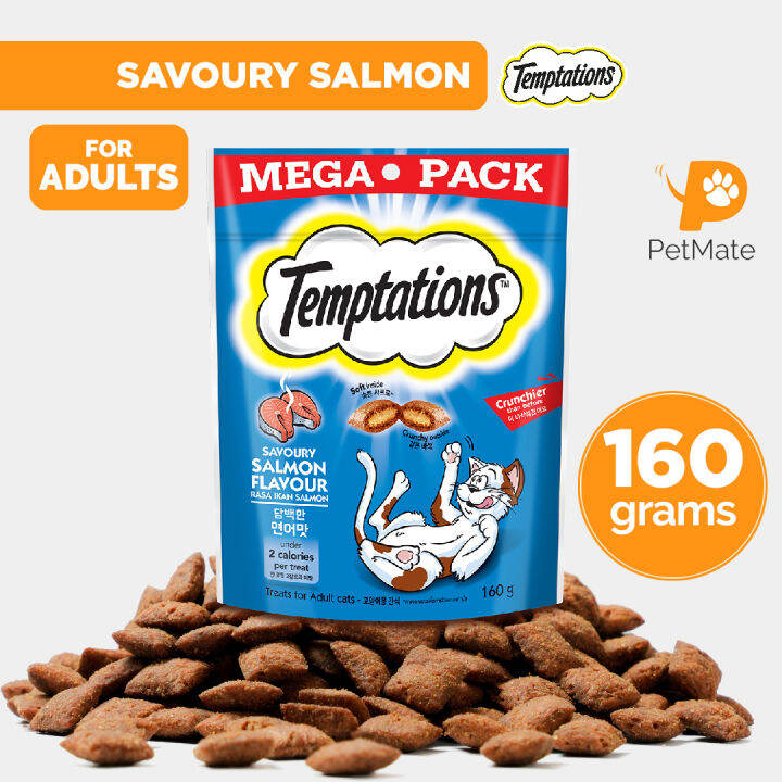 Temptations Cat Treat Savoury Salmon 160g PetMate pet feline snacks