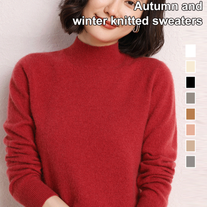 bungee Women's halfhigh neck sweaters for fall and winter with warm