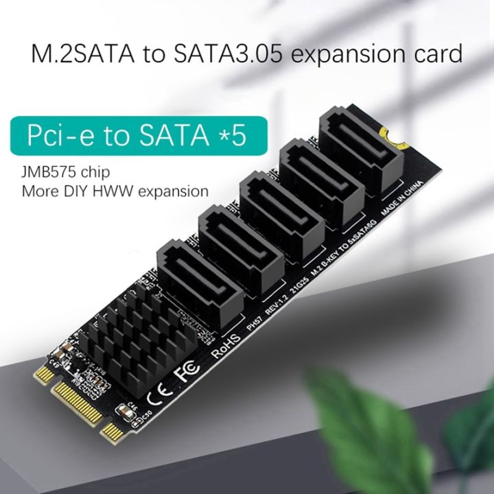 m-2-ngff-b-key-sata-to-sata-5-port-expansion-card-6gbps-expansion-card-jmb585-chipset-support-ssd-and-hdd