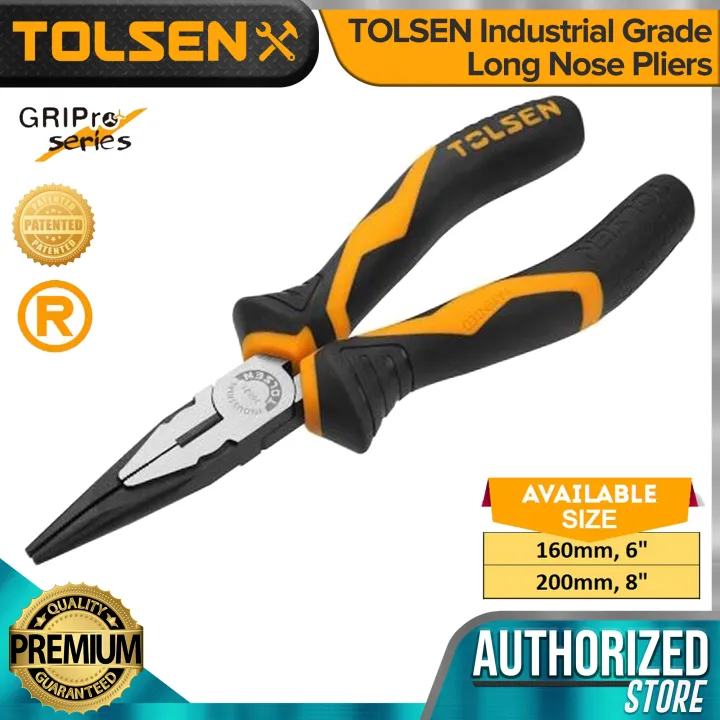 TOLSEN Industrial Grade Long Nose Pliers (6" 8") GRIPro Series