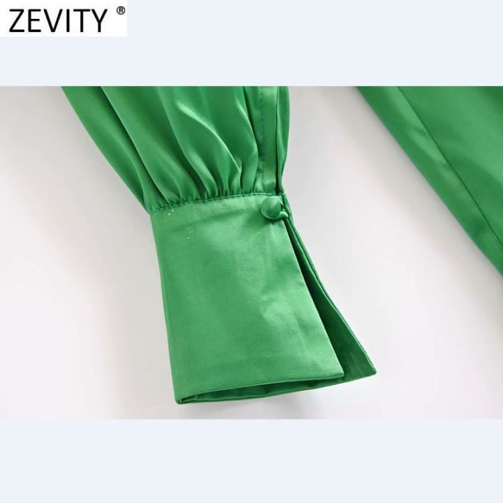 zevity-women-vintage-shoulder-padded-solid-satin-mini-shirt-dress-high-street-ladies-long-sleeve-bow-tied-casual-vestidos-ds8599