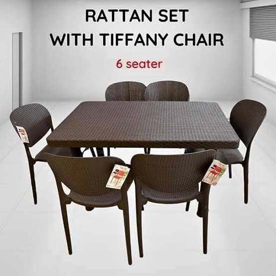 FCE [GOOD QUALITY] JOLLY RATTAN DINING TABLE WITH TIFFANY CHAIRS