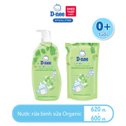 Nước rửa bình sữa D-nee Organic 620 ML + Nước rửa bình sữa D