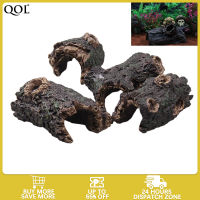 4Pcs Aquarium Cave Resin Hollow Tree Bark Fish Tank Driftwood Hideout Cave House for Betta Fish Shrimp