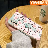 YIWESAN เคสสำหรับ Huawei P30 P30โปร P30ไลท์เคสการ์ตูนกระต่ายขอบสี่เหลี่ยมเคสมือถือดีไซน์ใหม่บางชุบลวดลายกล้องฝาปิดเลนส์ปกป้องเคสนิ่ม