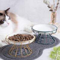 New Ceramic Raised Pet Bowl Food Water Treats for Cats Dogs Supplies Outdoor Feeding Drinking Accessories Doggie Cat Stand Bowl