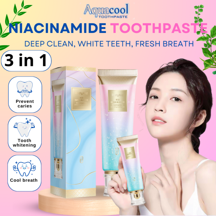 Aquacool Niacinamide Toothpaste Whiten & Cleans Teeth Effective 