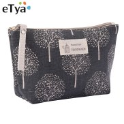 Etya Women Travel Cosmetic Bag Plaid Zipper Makeup Bag Phone Coin Money