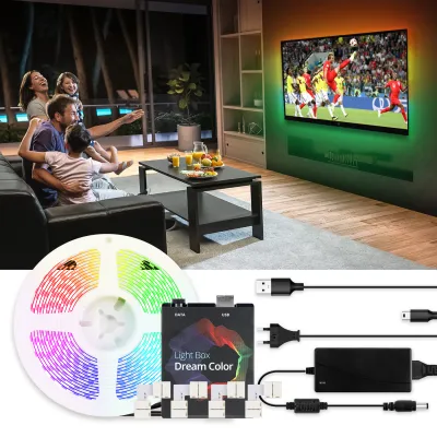 WS2812b Addressable Ambient RGB USB LED Strip Light with Connector for PC Android Screen Backlighting LED Strip Kit 1M-5M