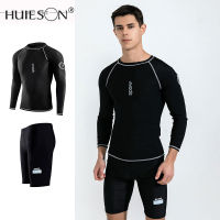 【Huieson】เครื่องกำเนิดซันนี่แขนยาวสำหรับผู้ชาย,Set Training ว่ายน้ำขนาดใหญ่แห้งเร็วแห้งเร็วชุดว่ายน้ำ