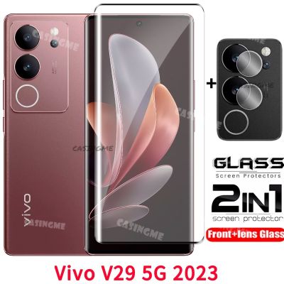 ฟิล์มกระจกเทมเปอร์ Vivo V29คลุมทั้งหมด5กรัม2 In 1 V29Pro VivoV29 V29 Vivo 29 V Pro 5G VivoV295G กระจกเทมเปอร์2023เลนส์หลังฟิล์มกันรอยด้านหน้า