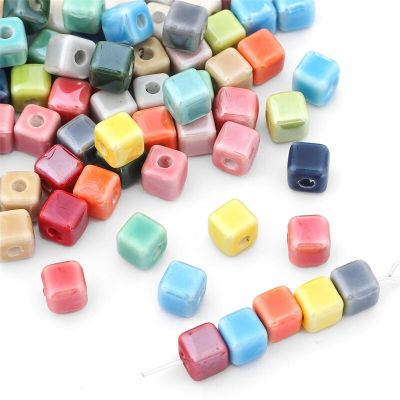 10/20pcs Cube Ceramic Beads 6mm Square Chinese Porcelain Loose Spacer Beads for DIY Jewelry Bracelets Earring Making Handmade DIY accessories and othe