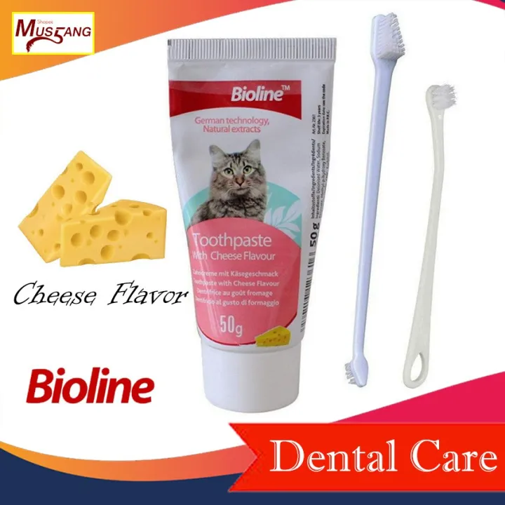 Bioline Toothpaste with Cheese Flavor 50g for Cats Dental Hygiene Set